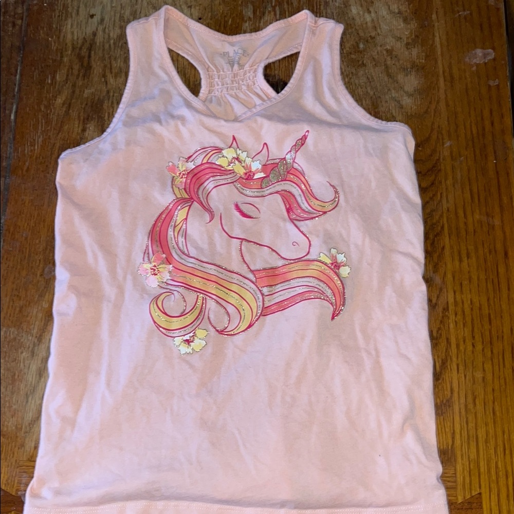 Unicorn Print Pink Kids Tank Top